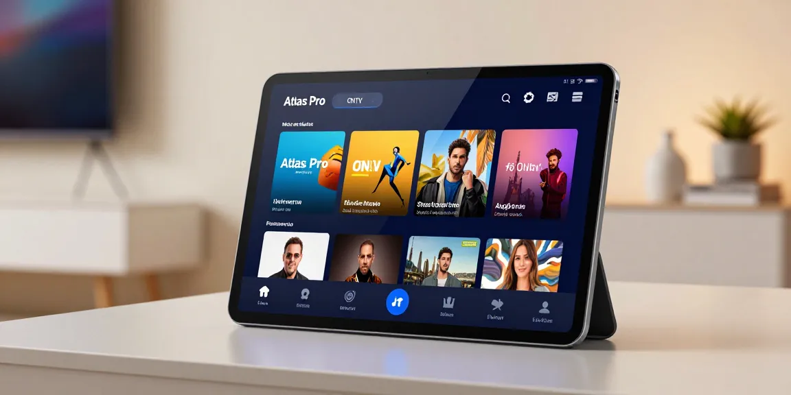 application atlas pro ontv sur un appareil numérique pour streaming haute qualité, conception moderne et intuitive.